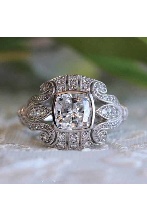 Women's Copper Plated Platinum Diamond Ring