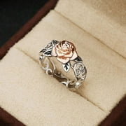 Women's Copper Plated Rose Gold Two-Color Flower Ring