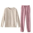 thumbnail image 1 of Women's Coral Fleece Pajamas Flannel Sleepwear Soft Pajamas Set Warm Fluffy Loungewear 2 Piece Pjs Set Loungewear, 1 of 3