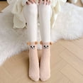 thumbnail image 1 of Women's Coral Fleece Socks, 3D Cartoon Cat Floor Socks, Thick Mid Calf Slipper Socks for Sleeping, Non-Shedding Winter Home Socks for Indoor Lounging, Non-Slip Grip Fuzzy Socks, 1 of 3