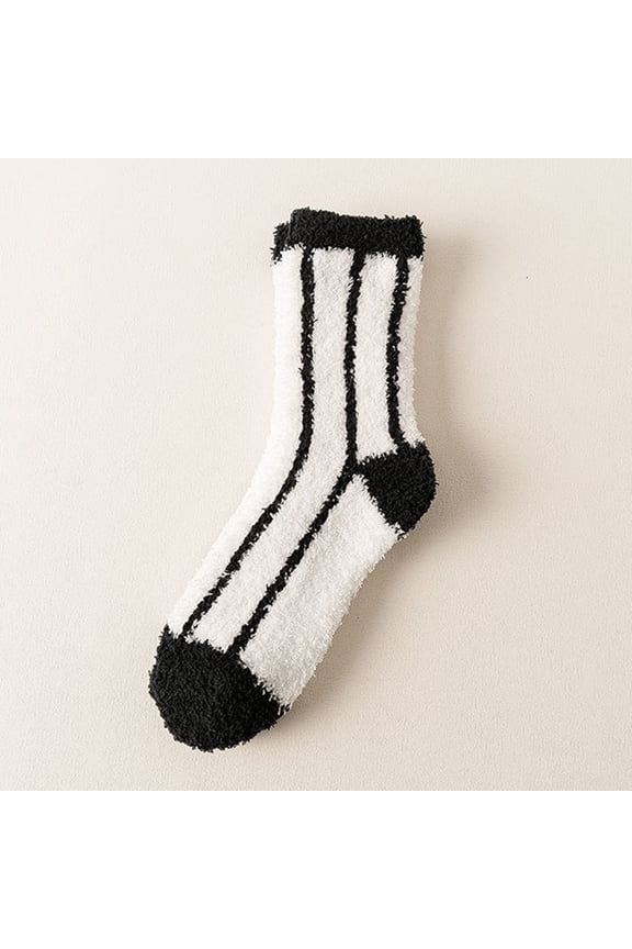 Women's Coral Fleece Socks, Soft Winter Warm Crew Socks, Cozy Plush Sleep Socks for Women, Indoor Lounge and Bedtime-B