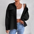 thumbnail image 1 of Women's Corduroy Button Down Jacket Lantern Long Sleeve Coat Fall Winter Casual Outerwear with Pockets Black M, 1 of 6