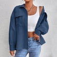 thumbnail image 1 of Women's Corduroy Button Down Jacket Lantern Long Sleeve Coat Fall Winter Casual Outerwear with Pockets Blue M, 1 of 6