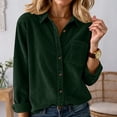 thumbnail image 1 of Women's Corduroy Button Down Shirt Long Sleeve Oversized Casual Top With Lapel Collar Striped Pattern For Fall Winter Layering Comfortable Long/Short Sleeve Tee Shirts for Men Beach Tops Casual Shirt, 1 of 6