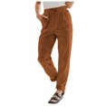 thumbnail image 1 of Women's Corduroy Casual Pants High Waist Elastic Drawstring Straight Leg Loose Comfortable Trousers for Everyday Wear, 1 of 2