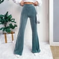 thumbnail image 1 of Women's Corduroy Flare Pants, Casual Retro High Waisted Bell Bottom Trousers with Pockets, Wide Leg Pants for Women, 70s Vintage Style Denim Pants,Sky Blue,S, 1 of 8