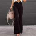 thumbnail image 1 of Women's Corduroy Flare Pants Elastic Waist Slim Fit Retro Wide Leg Long Trousers, 1 of 6