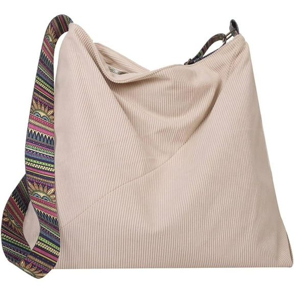Women's Corduroy Handbag Large Shoulder Hobo for Women Bohemian Style Casual Handbag Wallet