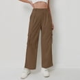 thumbnail image 1 of Women's Corduroy High Waist Pants, Multi-Pocket Straight Leg Wide Leg Trousers, Fall Casual Comfort Fit Pant for Daily Wear and Various Occasions Coffee, 1 of 9
