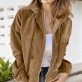 thumbnail image 1 of Women's Corduroy Hooded Long Sleeve Jacket Solid Color Loose Comfortable Casual Outerwear Khaki S, 1 of 4