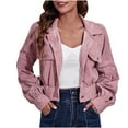 thumbnail image 1 of Women's Corduroy Jacket Fashion Cropped Jackets Lightweight Lapel Button Cardigan Coat Long Sleeve Shacket with Pockets 2025 Fall Comfy Outerwear, 1 of 6