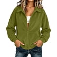 thumbnail image 1 of Women's Corduroy Jacket Long Sleeve Zip Up Jacket Casual Collared Coat with Pockets Loose Fit Lightweight Fall Winter Outerwear, 1 of 6