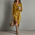 thumbnail image 1 of Women's Corduroy Midi Dress Fall Vintage Collared Dress, Long Sleeve Casual Shift Dresses, 1 of 7