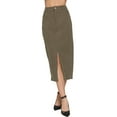 thumbnail image 1 of FashionStream Women's Relaxed Fit Corduroy Pencil Skirt Long Green, 1 of 5