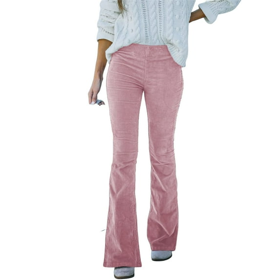 Women's Corduroy Pants Casual Flare Leg Pants High Waist Long Pants Lounge Bootcut Pants with Pockets Fall Fashion