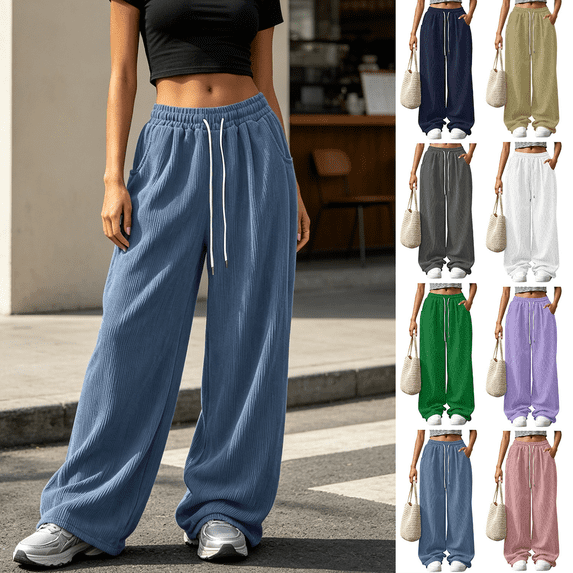 Women's Corduroy Pants Casual Straight Leg Trousers with Elastic Waist Side Pockets for Work Travel Daily Outdoor Wear | VerBelle,Beige L