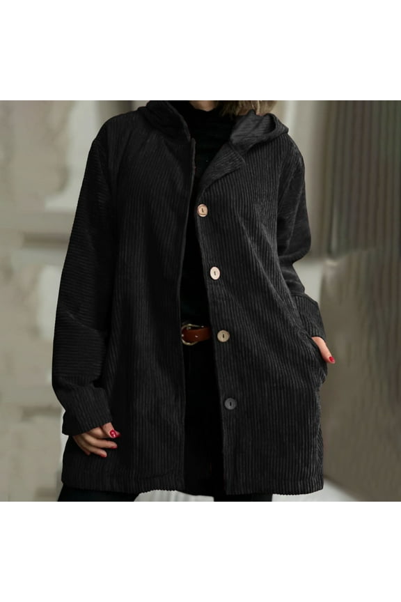 Women's Corduroy Shacket Jacket Button Down Shirts Fall Long Sleeve Coat With A Hat Women Oversize Jean Jacket Womens Casual Jacket Women Jean Jackets Jacket Long Women Long Jean Coat Petite Jackets