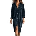 thumbnail image 1 of Women's Corduroy Shirts Dress Long Sleeve Button Down Maxi Dress Casual Loose Fall Long Dresses with Chest Pocket, 1 of 5
