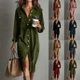 thumbnail image 1 of Women's Corduroy Shirts Dress Long Sleeve Button Down Maxi Dress Casual Loose Fall Long Dresses with Chest Pocket, 1 of 5
