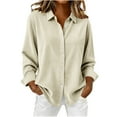 thumbnail image 1 of Women's Corduroy Shirts Loose Lapel Collar Jackets Button Down Trendy Casual Fall Winter Outerwear, 1 of 9