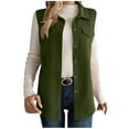thumbnail image 1 of Women’s Corduroy Sleeveless Blouses Lapel Collar Button Tops Fall Solid Color Casual Jackets, 1 of 8