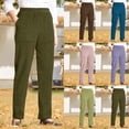 thumbnail image 1 of Women's Corduroy Straight Leg Pants with Elastic Waist Solid Color Striped Design Casual Trousers, 1 of 5