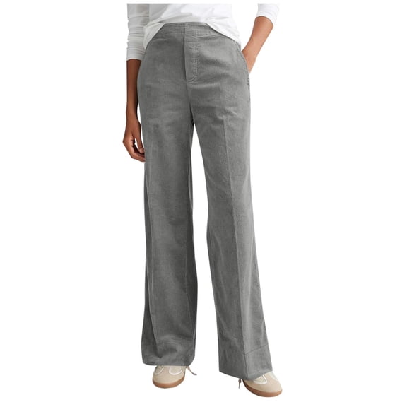 Women’s Corduroy Straight Pants, High Waist Wide Leg Casual Trousers, Fashion Sport Lightweight Sweatpants ,Gray,M