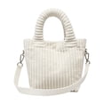 thumbnail image 1 of Women's Corduroy Tote Bag Large Capacity Vertical Stripe Shoulder Crossbody Handbag with Detachable Strap Soft Cream Beige Casual Daily Purse for Work School Shopping, 1 of 5