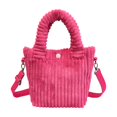 thumbnail image 1 of Women's Corduroy Tote Bag, Retro Mini Crossbody Shoulder Handbag with Adjustable Strap, Soft Fuchsia Purse for Daily Casual Travel Shopping Winter Fashion Polyester, 1 of 7