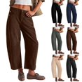 thumbnail image 1 of Women's Corduroy Wide Leg Pants with Elastic Waist Comfortable Barrel Leg Design Casual Trousers Featuring Pockets, 1 of 6