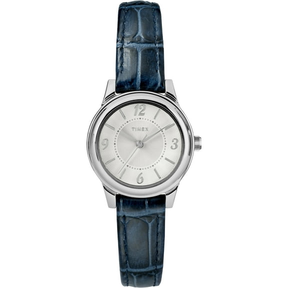 Women's Core 26mm Silver-Tone Watch, Blue Croco Pattern Leather Strap