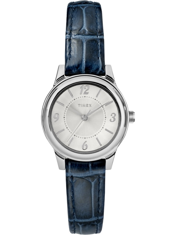 Women's Core 26mm Silver-Tone Watch, Blue Croco Pattern Leather Strap