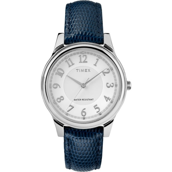 Women's Core 36mm Silver-Tone Watch, Blue Leather Strap Watch