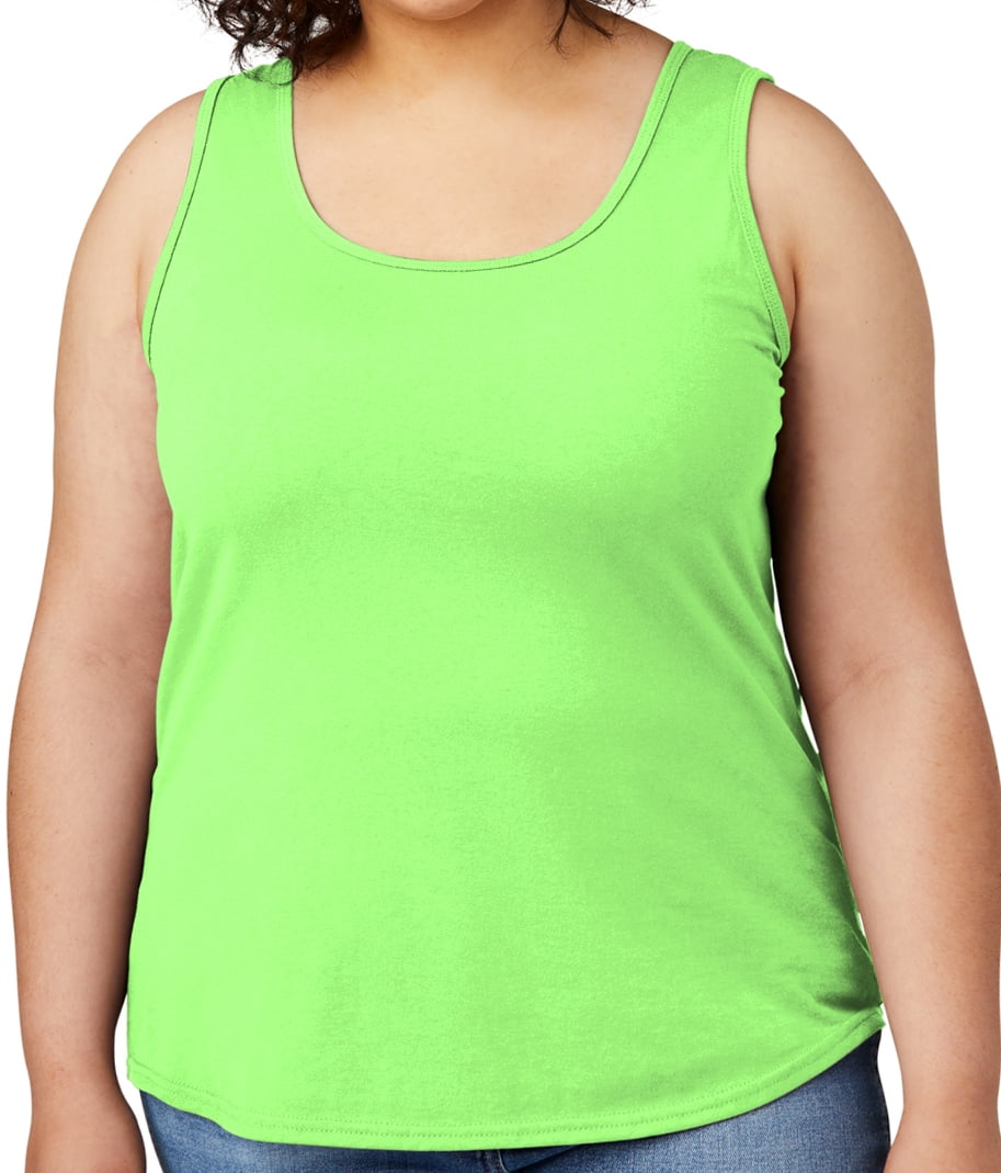 Women's Core Value Mid-weight Tanktop, 2XL Neon Green