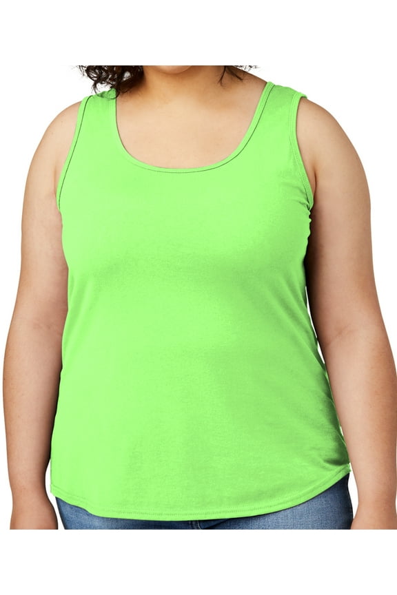Women's Core Value Mid-weight Tanktop, Large Neon Green