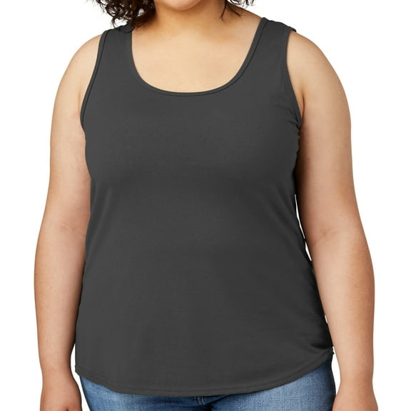 Women's Core Value Mid-weight Tanktop, Medium Charcoal Gray