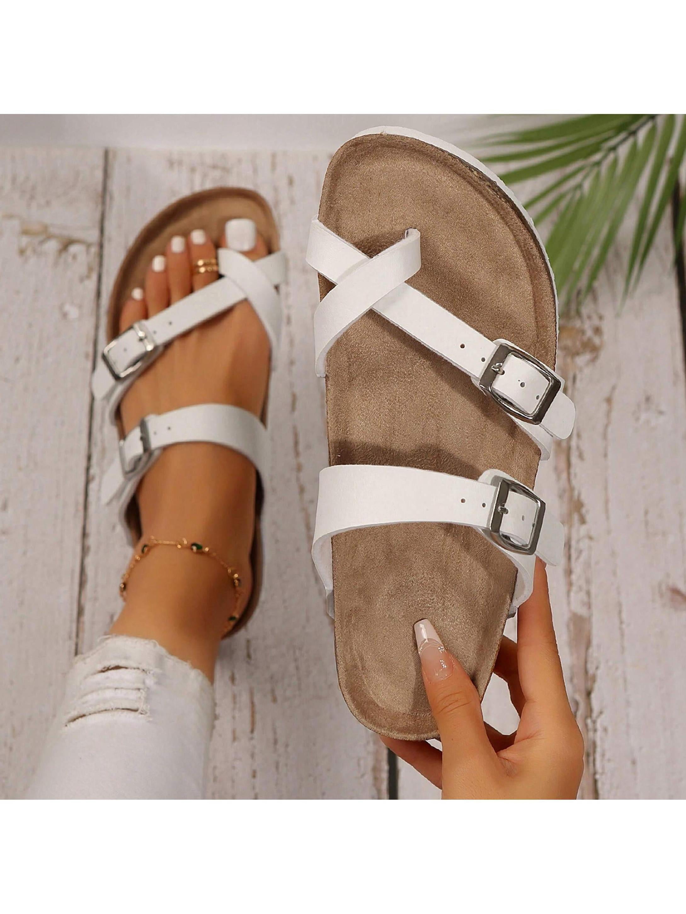 Cork Footbed Sandals with Adjustable Buckle - Genuine Leather Insole, Vegan Cushionaire Women main image 2