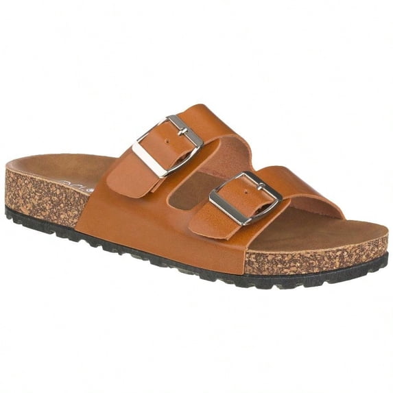 Women's Cork Footbed Sandals With Adjustable Buckles Slip On Platform Slides Sandals