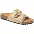 thumbnail image 1 of Women's Cork Footbed Sandals With Adjustable Buckles Slip On Platform Slides Sandals, 1 of 5