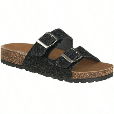 Women's Cork Footbed Sandals With Adjustable Buckles Slip On Platform Slides Sandals