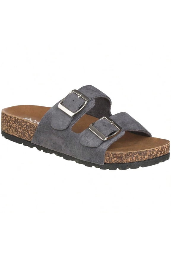 Women's Cork Footbed Sandals With Adjustable Buckles Slip On Platform Slides Sandals