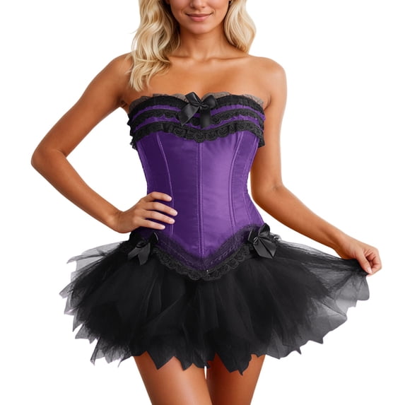 Women's Corset Bustier Dress - Puffy Skirt Stage Performance Formal Evening Gown for Party and Events