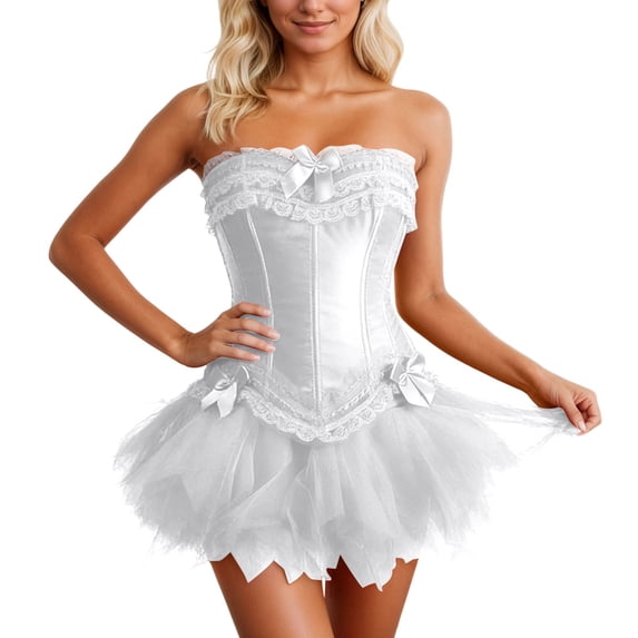 Women's Corset Bustier Dress - Puffy Skirt Stage Performance Formal Evening Gown for Party and Events