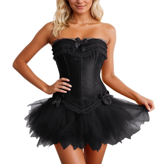 Women's Corset Bustier Dress - Puffy Skirt Stage Performance Formal Evening Gown for Party and Events