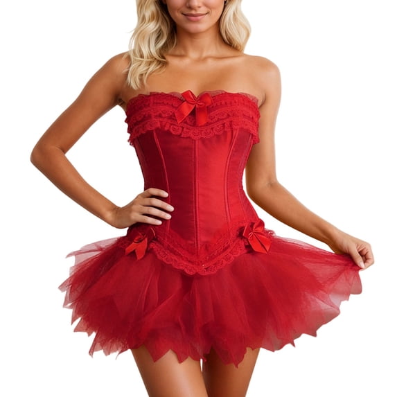 Women's Corset Bustier Dress - Puffy Skirt Stage Performance Formal Evening Gown for Party and Events