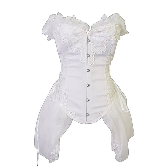 Women's Corset Skirts Retro Renaissance Corsets Dress Victorian Corset Lace up Bustiers with Irregular Hem