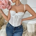thumbnail image 1 of Women's Corset Top Bustier Corset Top Tight Fitting Corset Tank Top Straps Top Solid Short Fashion White XS, 1 of 7
