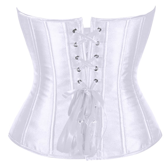 Women's Corset Top Overbust Bustier for Halloween & Photoshoots Steel Boned Corset Waist Trainer, White Size XL
