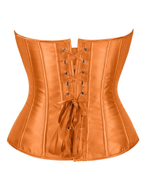 Women's Corset Top Overbust Bustier for Halloween & Photoshoots Steel Boned Corset Waist Trainer, Yellow Size S