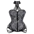 thumbnail image 1 of Women's Corset Tops Corset Gothic Steel Boned Overbust Corset Bustier Tops Bodycon Shapewear, Grey Size XXXL, 1 of 8